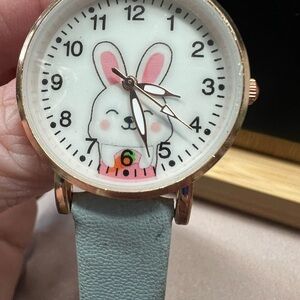 Cute Bunny Watch with Pink and White Dial